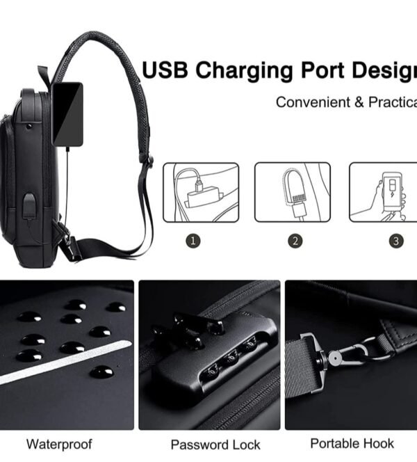 124ac66e-3b58-4bfb-9b5c-55399940faf4 Anti Theft Sling Bag with USB Charging Port | Waterproof Crossbody Chest Bag for Travel & Daily Use