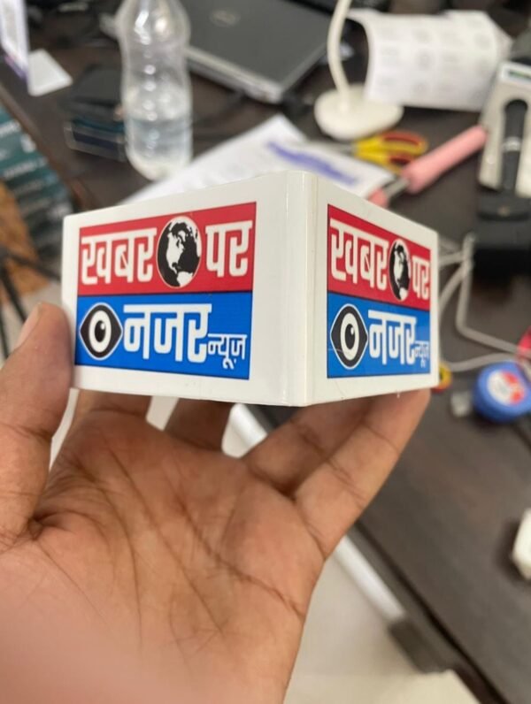 2fc937e0-2ea3-454b-8c2d-02d15b44ee61 2x3 Inch Square Mic ID with Custom Logo Print | News Reporter Microphone Flag for Media Channels