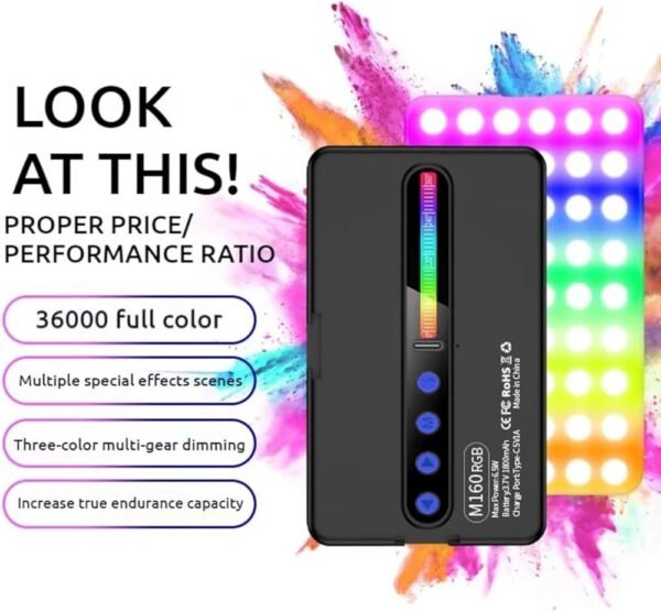 RGB Portable Pocket Camera Light | Rechargeable LED Video Light for Mobile & DSLR