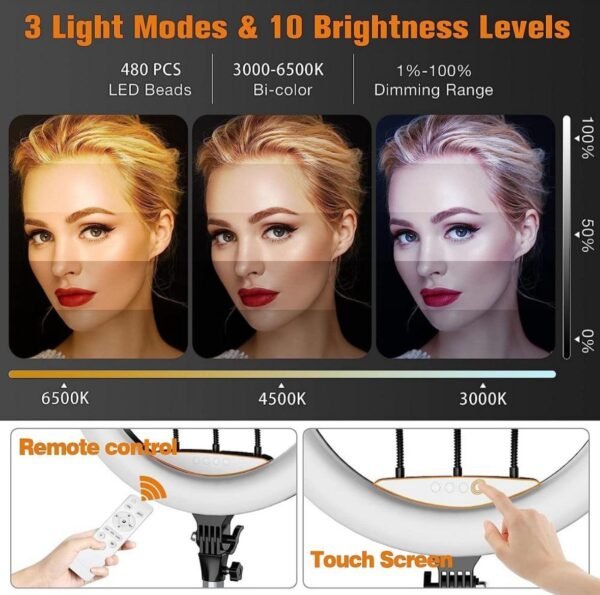 LJJ-45 LED Ring Fill Light with Stand | Professional Ring Light for YouTube Video, News Reporting, Makeup & Live Streaming