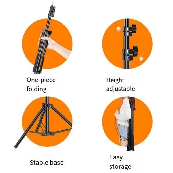 H54319650dc034d8580e0d28521543f4bi 6 Feet Height Adjustable Aluminum Alloy Light Stand for Ring Light, Studio Light & Video Lighting (2.5 ft – 6 ft, Max Load 2kg)