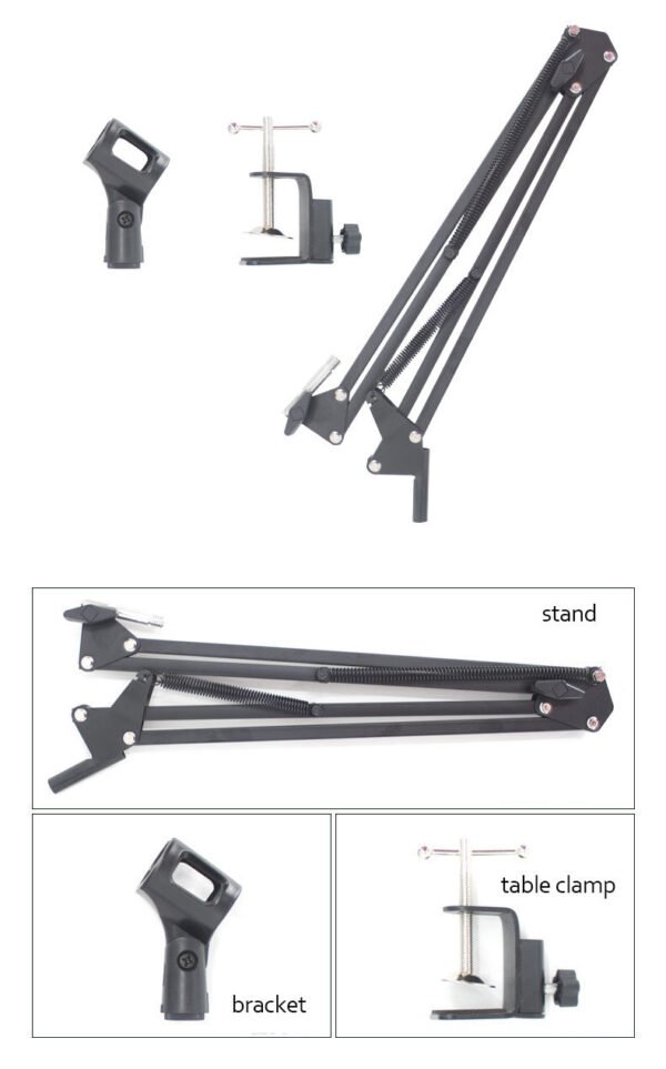 H96f8df63330849149bf938298badd7c1E Table Mount Microphone Stand Adjustable Boom Scissor Arm for Podcast, Streaming, Recording & Studio Use
