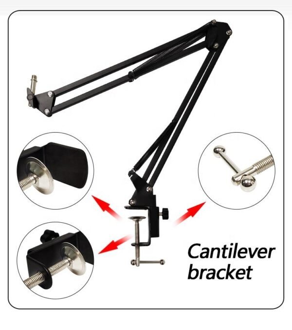Hd91ce7796b354a37b4c271c780d98cbc9 Table Mount Microphone Stand Adjustable Boom Scissor Arm for Podcast, Streaming, Recording & Studio Use