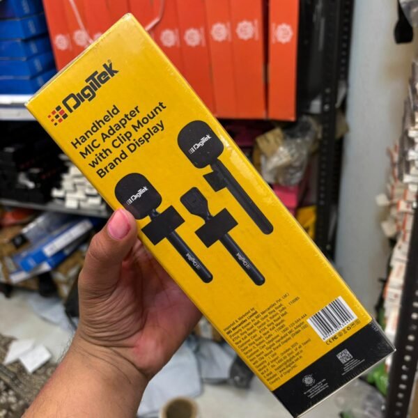 WhatsApp Image 2026-03-03 at 7.00.10 PM (1) Digitek DHMA-102 handheld interview mic adapter with brand display plate and foam windshield