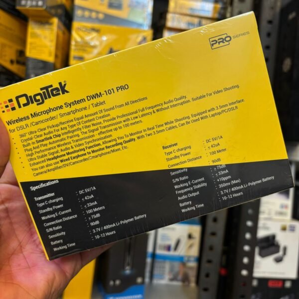 Digitek DWM-101 Wireless Microphone System | ANC Noise Reduction Mic for DSLR Camera, Android & iOS Smartphones
