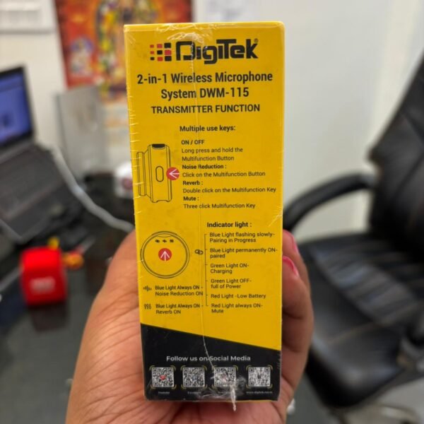 Digitek DWM-115 2-in-1 Wireless Microphone | Magnetic Lavalier Mic for Android & iOS Video Recording