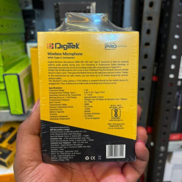 WhatsApp Image 2026-03-03 at 7.47.12 PM Digitek DWM-006 PRO Wireless Microphone with Type-C Receiver | Lavalier Mic for Android Voice Recording & Live Streaming