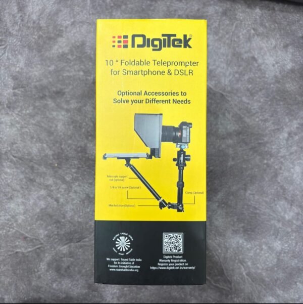 Digitek 10 Inch Teleprompter for Smartphone & DSLR Camera with Remote Control | APP Compatible for iOS & Android | Video Creator, YouTube & News Reporting Teleprompter
