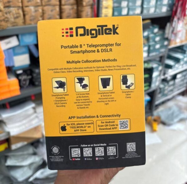 8 Inch Digitek Teleprompter for Smartphone & DSLR with Remote Control, App Compatible with iOS & Android – Perfect for Video Creators
