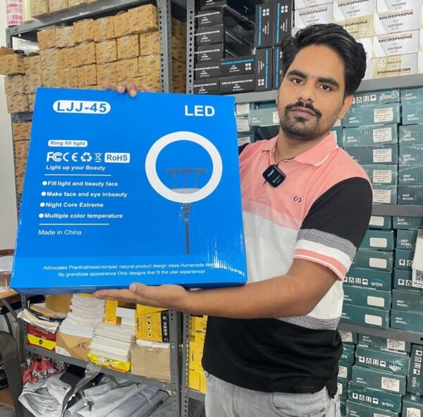 LJJ-45 LED Ring Fill Light with Stand | Professional Ring Light for YouTube Video, News Reporting, Makeup & Live Streaming