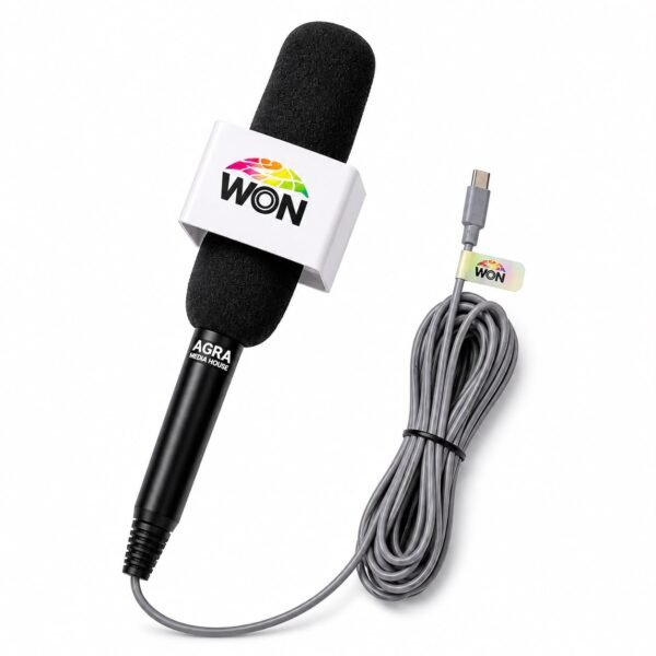 WON Professional Shotgun Wire Mic With Logo Print | Mobile News Reporting Mic