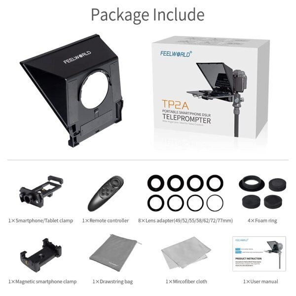 FEELWORLD TP2A Portable Smartphone DSLR Teleprompter | Wide Angle Lens | Professional Teleprompter for Video Creators