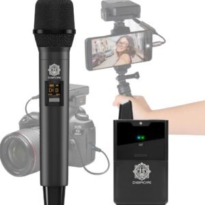DIGIMORE UHF Wireless Handheld Microphone for Camera & Smartphones | Professional Wireless Mic for News Reporting, YouTube & Video Recording