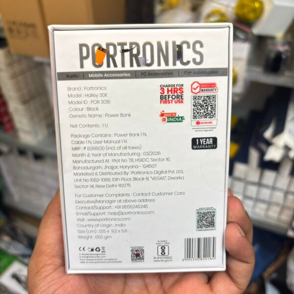 Portronics Halley 30K 65W Fast Charging Power Bank | 30000mAh High Capacity Power Bank