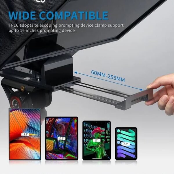 FEELWORLD TP16 16-Inch Folding Teleprompter for Tablet | Horizontal & Vertical Prompting | App Remote Control | Carry Case