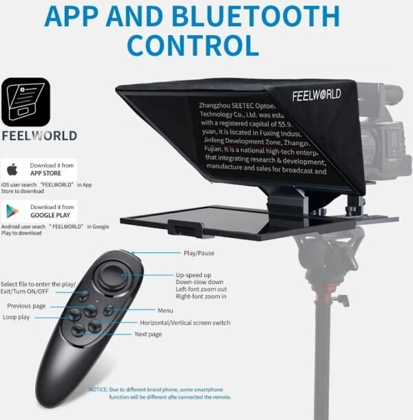 FEELWORLD TP16 16-Inch Folding Teleprompter for Tablet | Horizontal & Vertical Prompting | App Remote Control | Carry Case