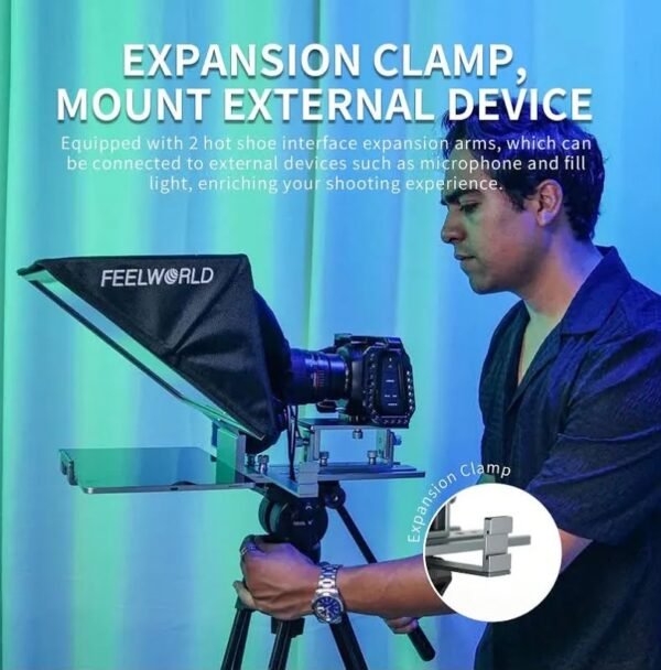 FEELWORLD TP16 16-Inch Folding Teleprompter for Tablet | Horizontal & Vertical Prompting | App Remote Control | Carry Case