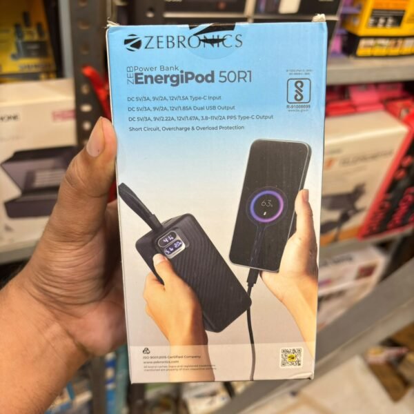 ZEBRONICS 50000mAh Power Bank – High Capacity Portable Charger